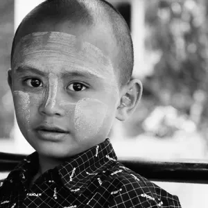 Boy with clean-shaved head