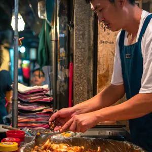 Man selling Korean pickle