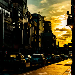 Cars in summer twilight