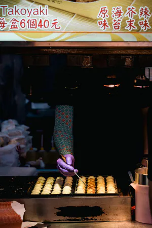 Takoyaki sold at the Ningxia Night Market