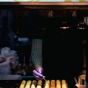 Takoyaki sold at the Ningxia Night Market