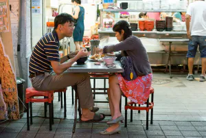 Couple dining at Ningxia Night Market
