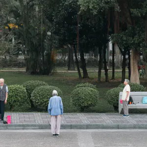 Old men doing gymnastics