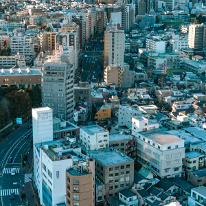 Ground filled with buildings