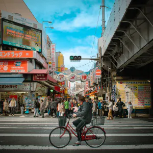 Bicycle crossing the Ameyoko