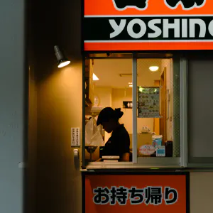 Silhouette in fast-food shop