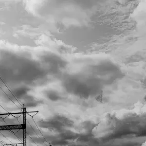 Overhead lines and clouds
