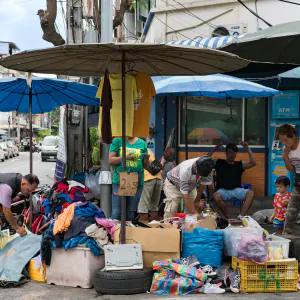 Stall selling second hand clothing