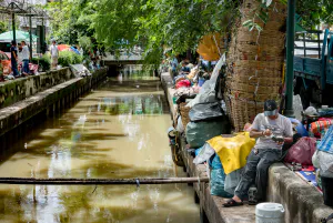 Narrow canal running through Bangkok