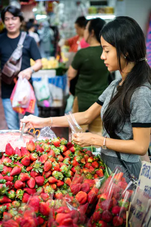 Woman selling strawberry