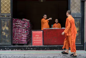 Young monks working in temple