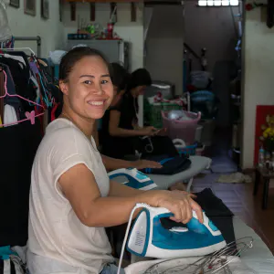 Woman doing ironing