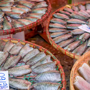 クーロントゥーイ市場で売られていた魚の干物