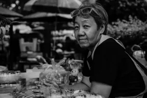 Woman putting glasses on her head