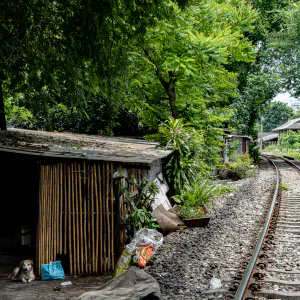 Hut beside railway track