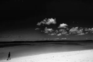 Silhouette on beach