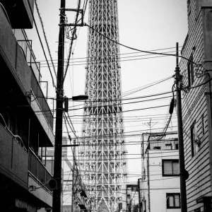 Tokyo Skytree at the end of the street