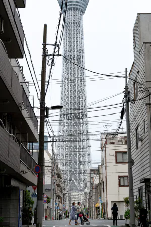 Tokyo Skytree at the end of the street