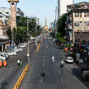 Straight street stretching to Sule Pagoda