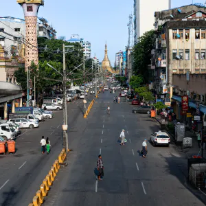 Straight street stretching to Sule Pagoda