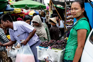 Woman selling grapes
