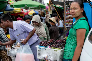 Woman selling grapes