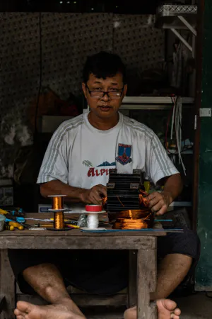 Man working in small factory