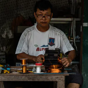 Man working in small factory