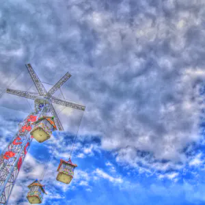 Sky above amusement park