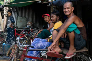 Pedicab drivers waiting for customers