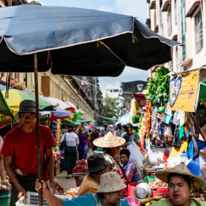 People in street market