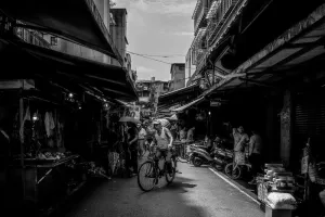 Bicycle running in Bailan Market