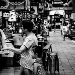 Mother and daughter in deserted Ningxia Night Market