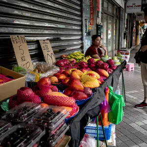 Fruit store on sidewalk