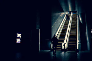 Escalator in the darkness