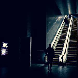 Escalator in the darkness
