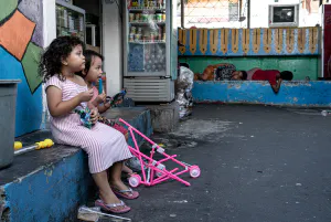 Girls chatting in the lane of Jakarta