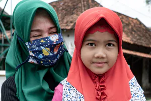 Parent and child wearing hijabs