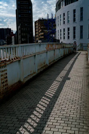Tattered pedestrian bridge