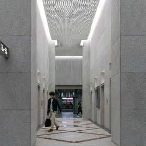 Man getting into an elevator