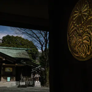 Door of Togo Shrine with a large crest
