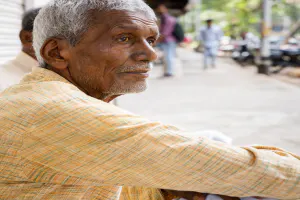 Old man with a beautifully graying head of hair and beard