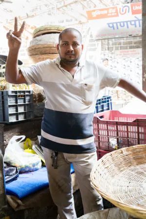 Man making a peace sign