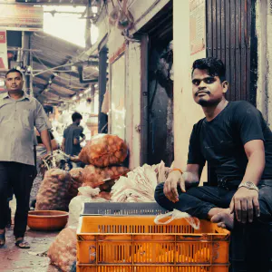 Man selling in the aisle