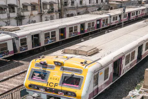 Suburban trains running with doors open