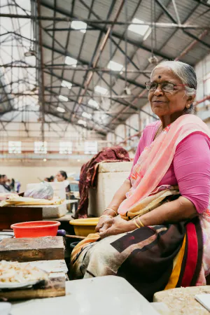 Woman working in the fresh fish department