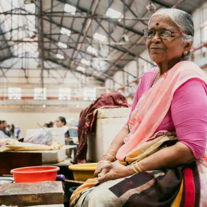 Woman working in the fresh fish department