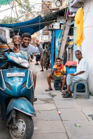 People relaxing in an alley