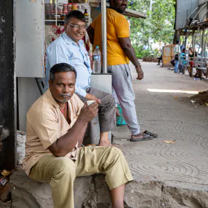 Man drinking chai