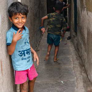 Boy staring at camera